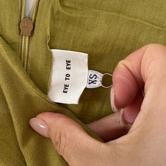 NWT Womens Sayuri Chartreuse Green Button Side Sleeveless Midi Dress - Picture 10 of 13